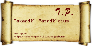 Takaró Patrícius névjegykártya